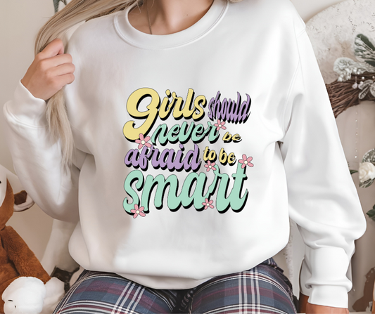 Girls Are Never Afraid to Be Smart Heavy Blend™ Crewneck Sweatshirt