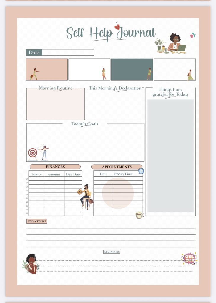 Self-care Journal pages